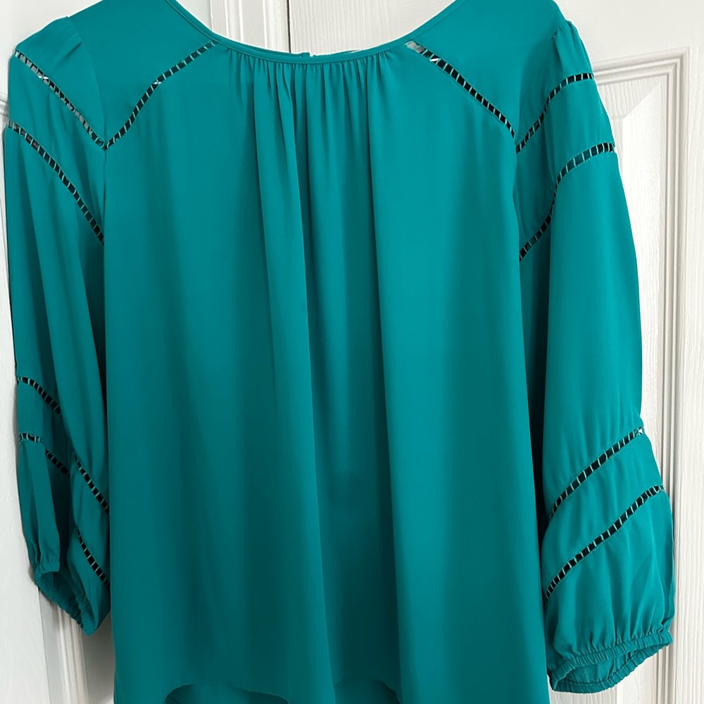LOFT Green Long Sleeve Blouse Size Medium